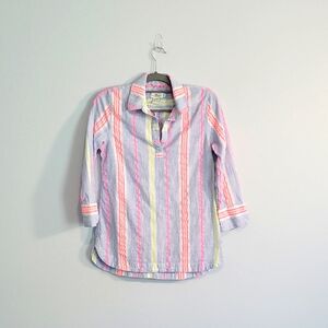 Vineyard Vines Women's Pastel Striped Popover Quarter Sleeve Tunic Top XS